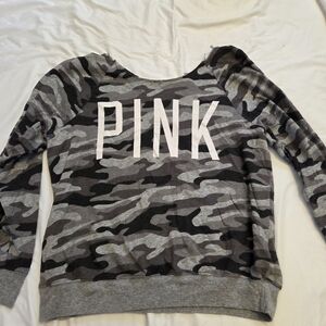 Victoria's Secret Gray Camo Sweatshirt with White Logo